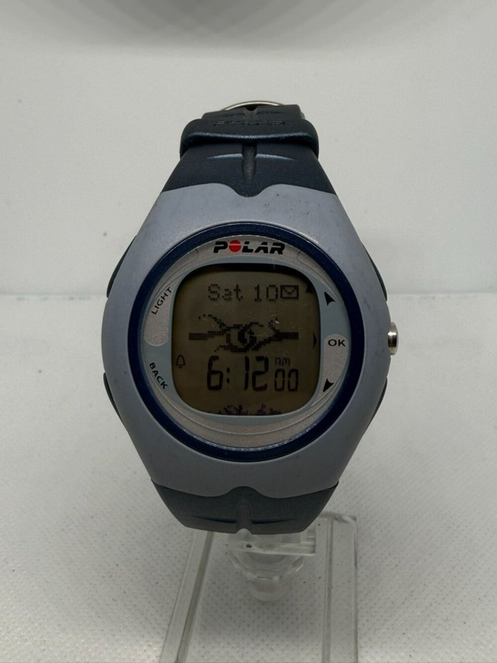 Polar F6 Heart Rate Monitor Fitness Watch Gray Blue Digital OwnZone OwnCal 0537